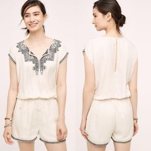 Anthropologie Elevenses Embroidered Mira Lightweight Romper